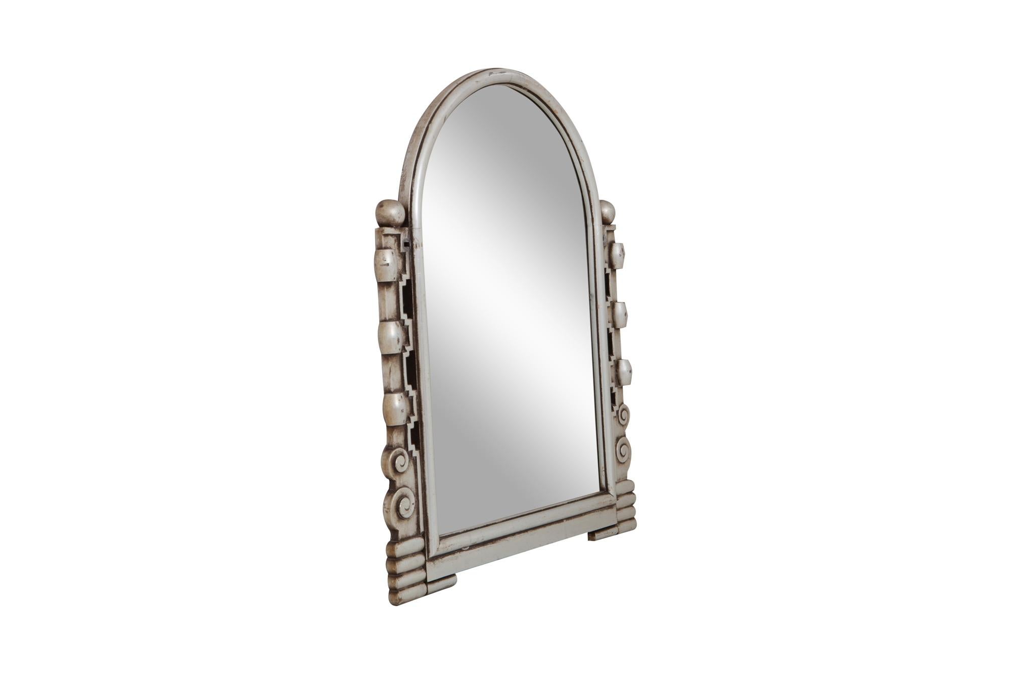 Silver Art Deco Giltwood Mirror, 1930s In Good Condition In Antwerp, BE