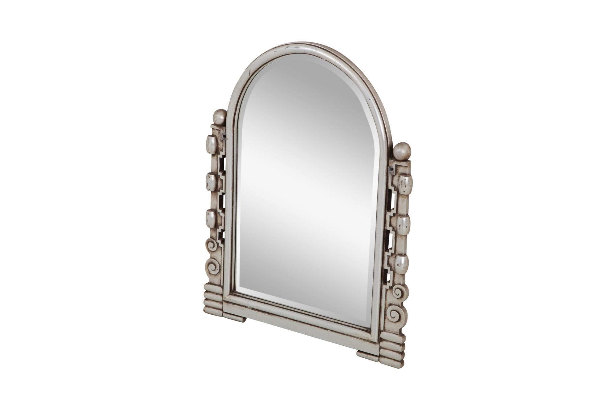 Wood Silver Art Deco Giltwood Mirror, 1930s