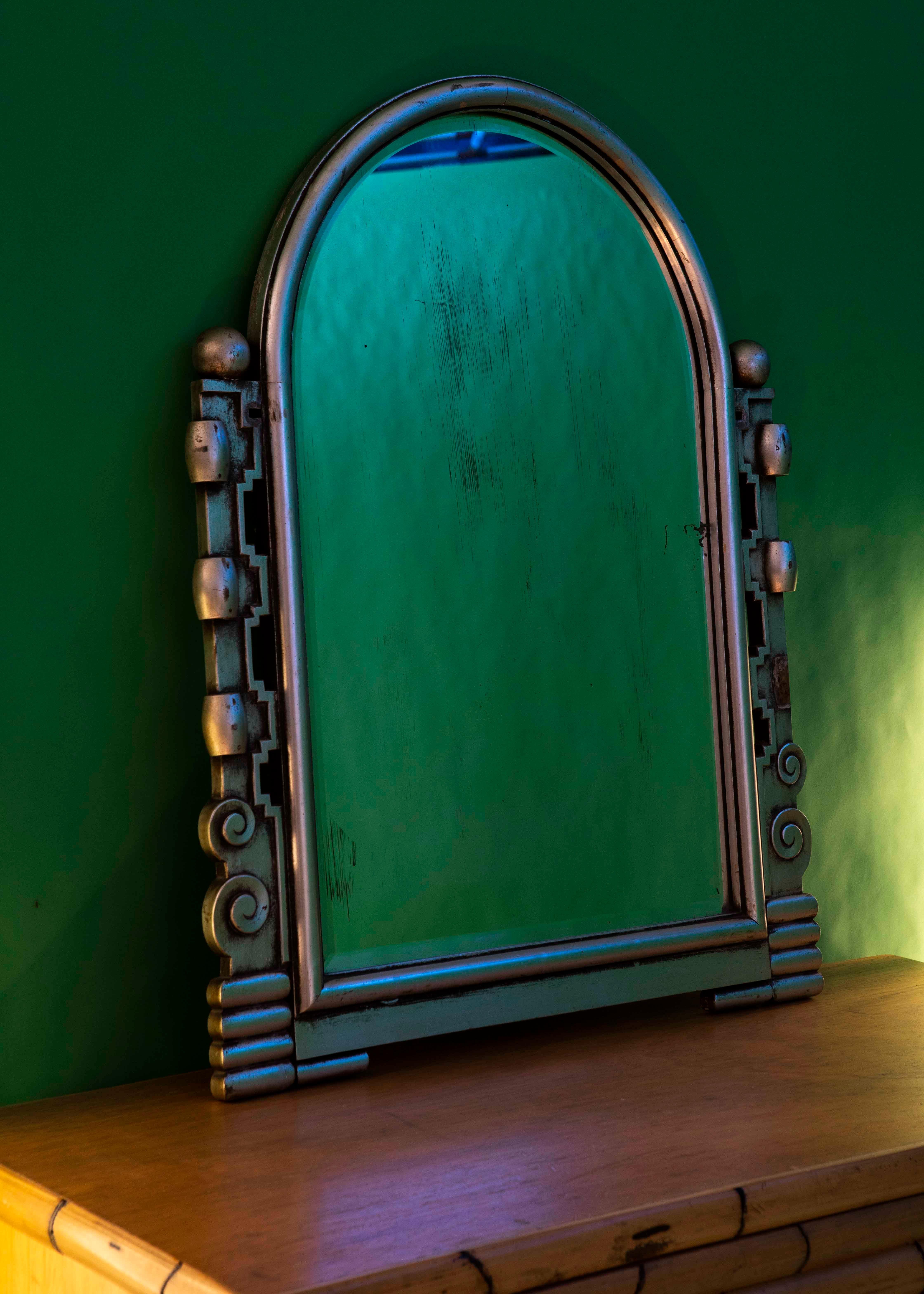 Silver Art Deco Giltwood Mirror, 1930s 2