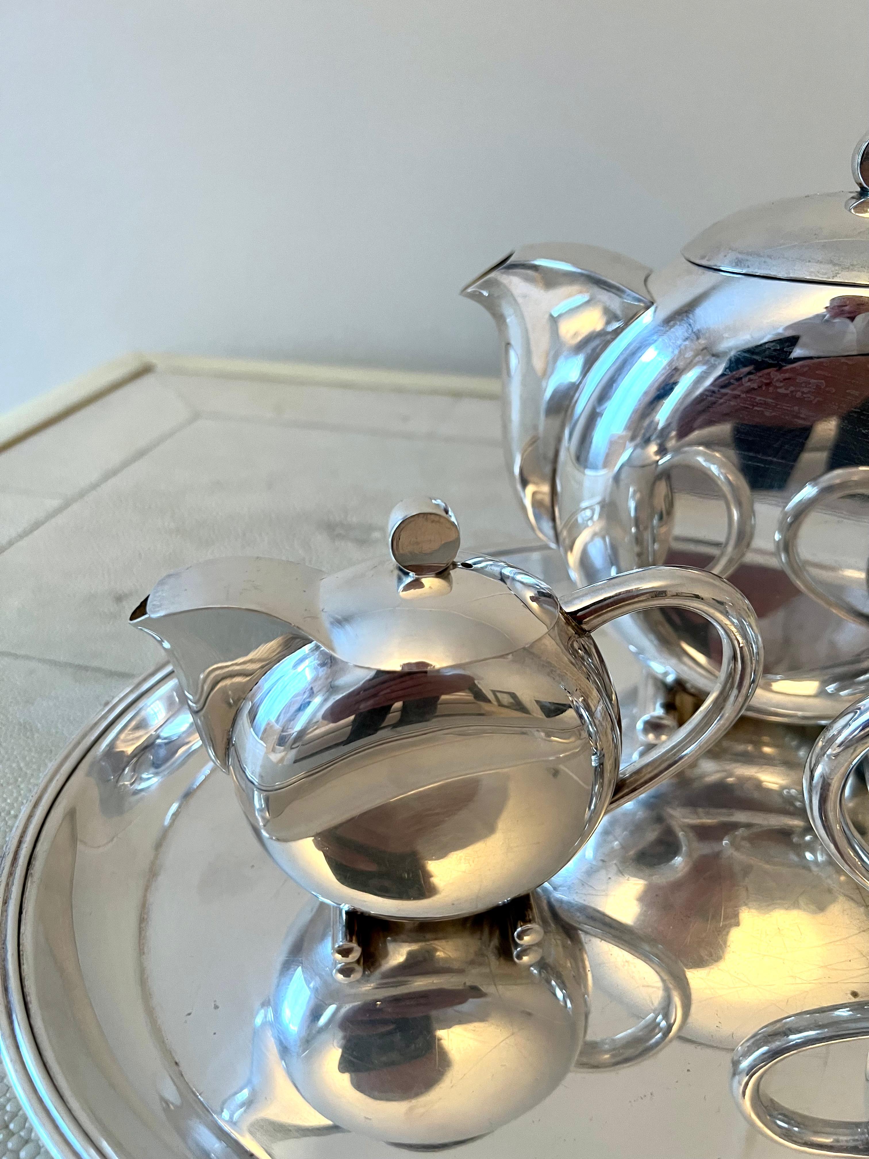 French Silver Plate Art Deco Tea Set in Original Box 10