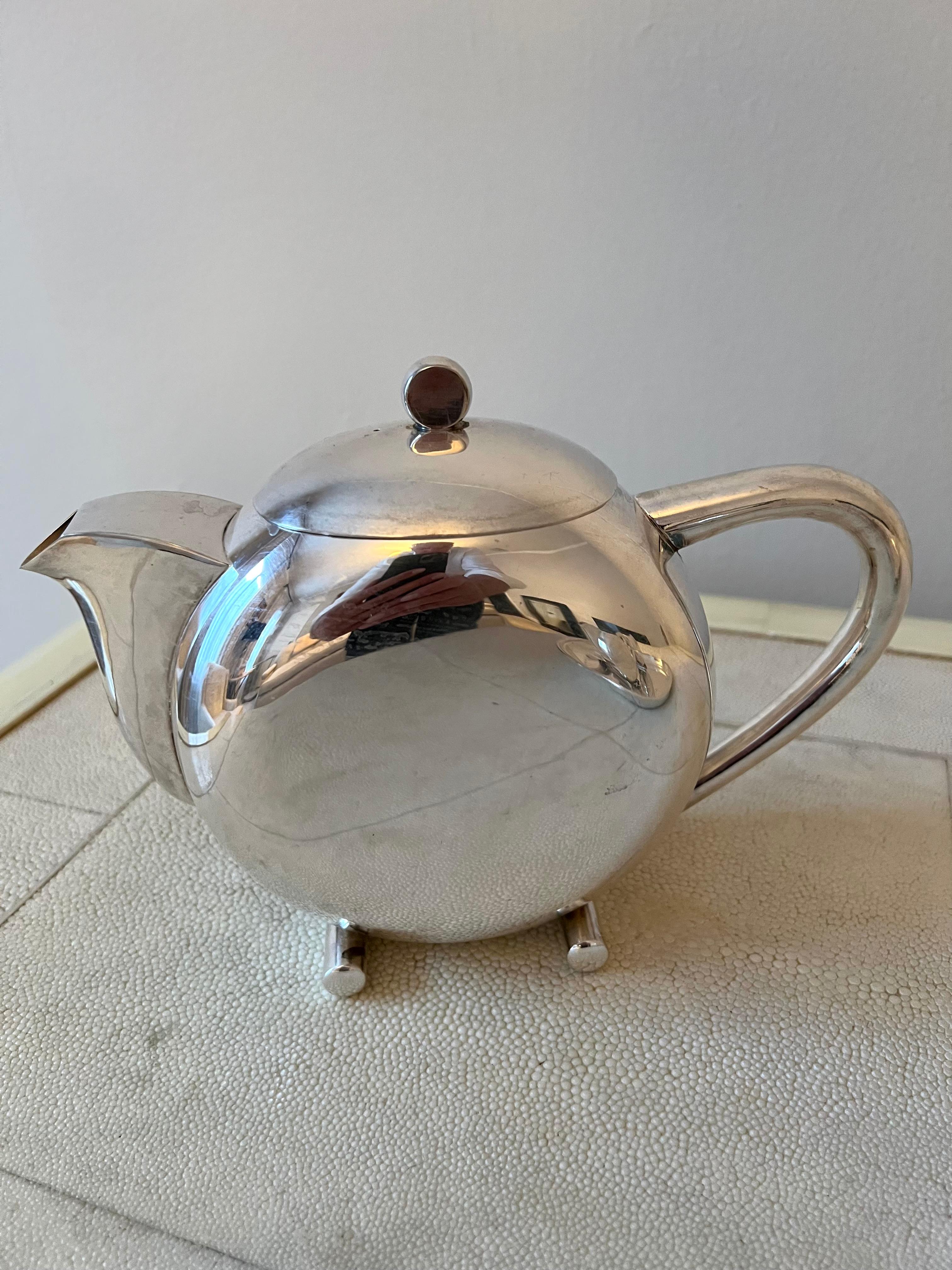 French Silver Plate Art Deco Tea Set in Original Box 11