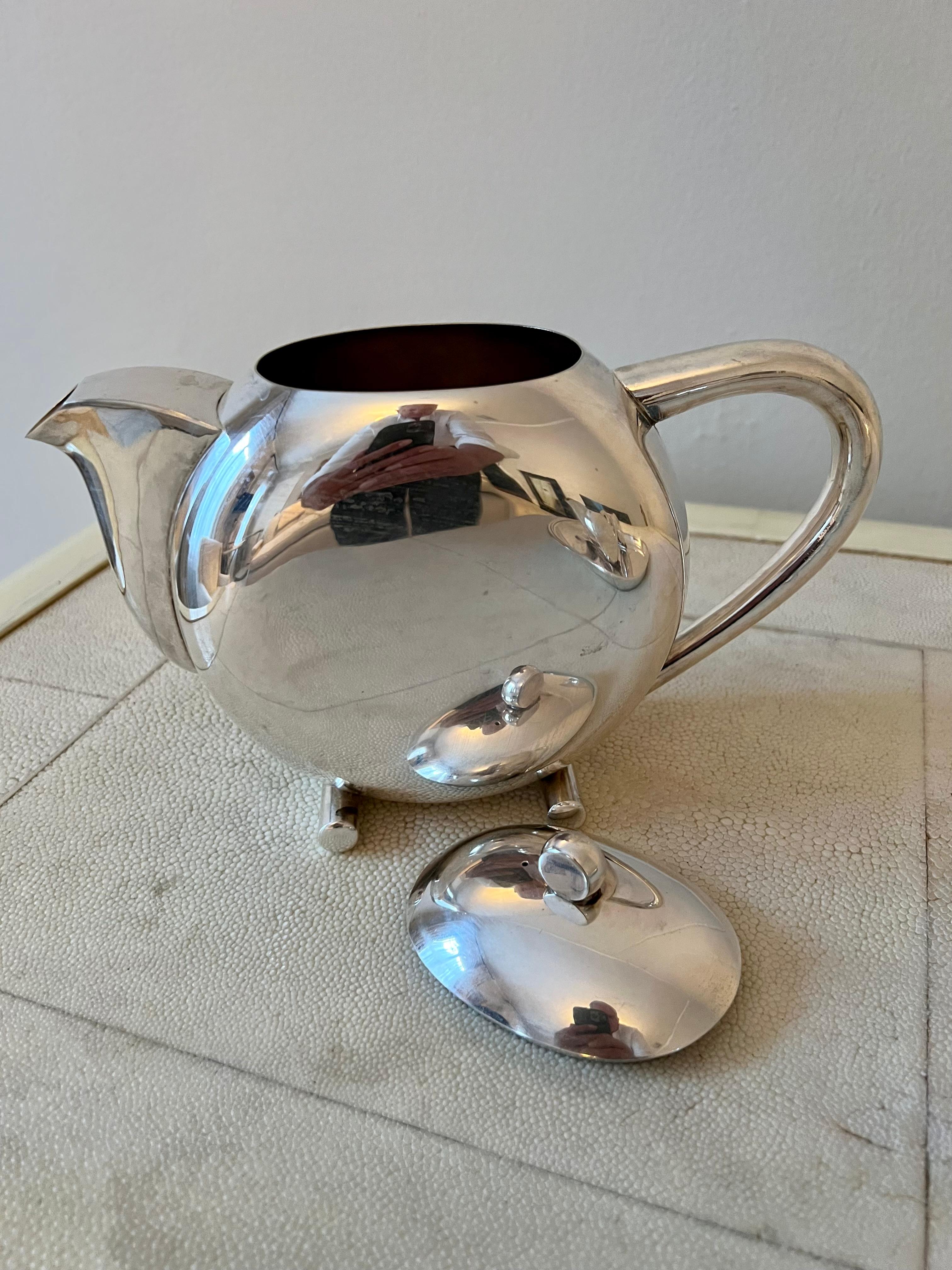 French Silver Plate Art Deco Tea Set in Original Box 12