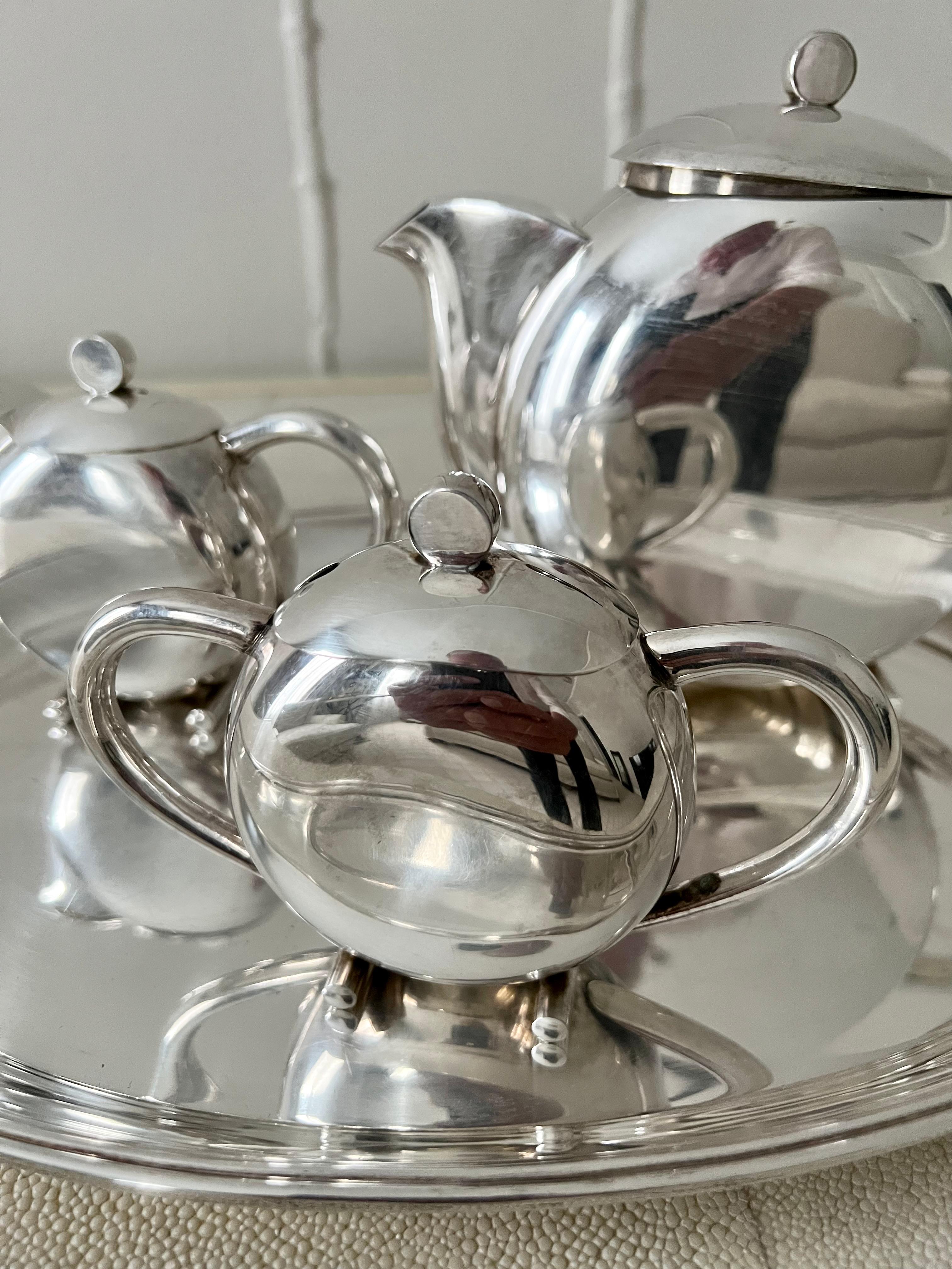 French Silver Plate Art Deco Tea Set in Original Box 2