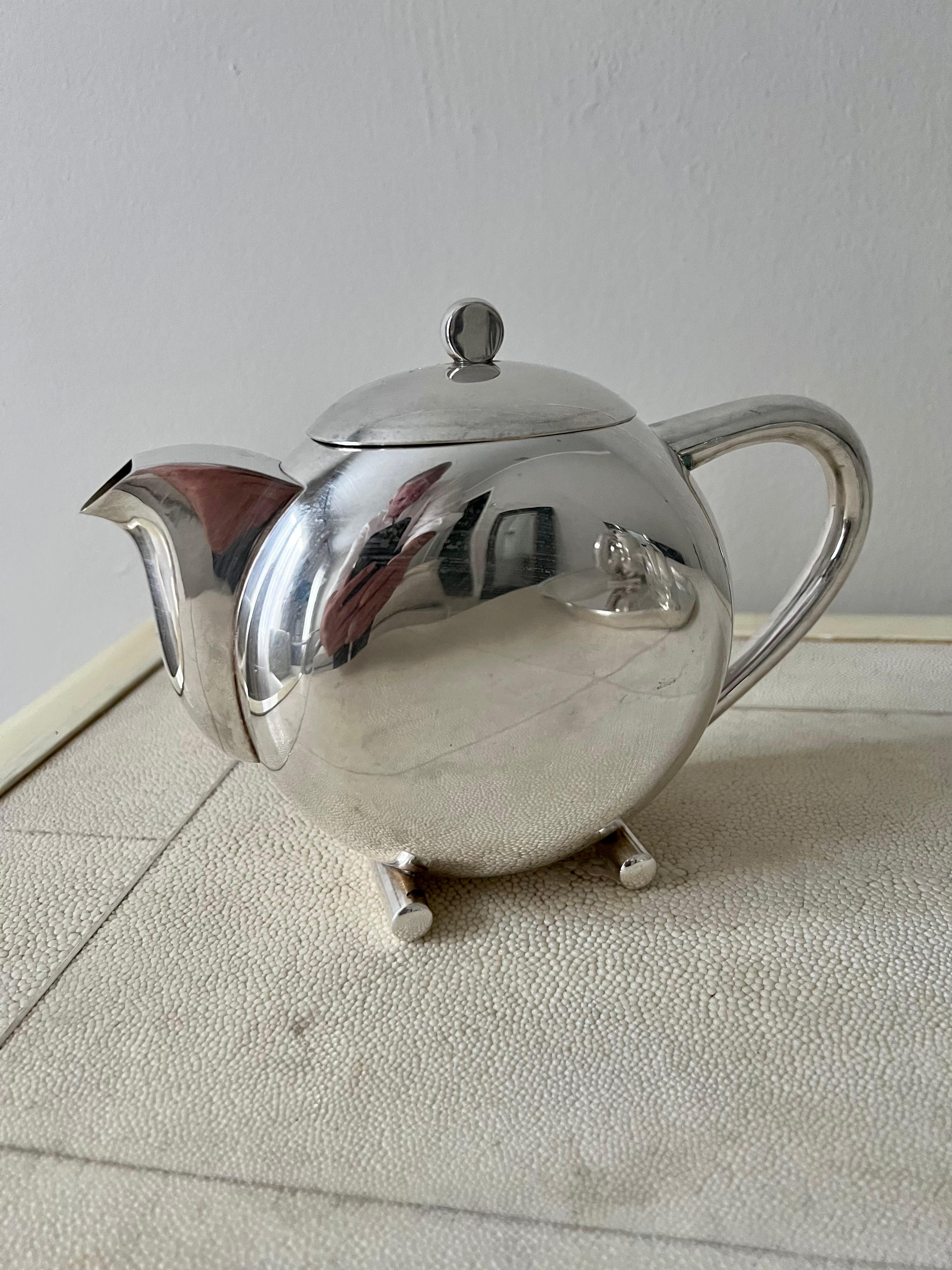 French Silver Plate Art Deco Tea Set in Original Box 4
