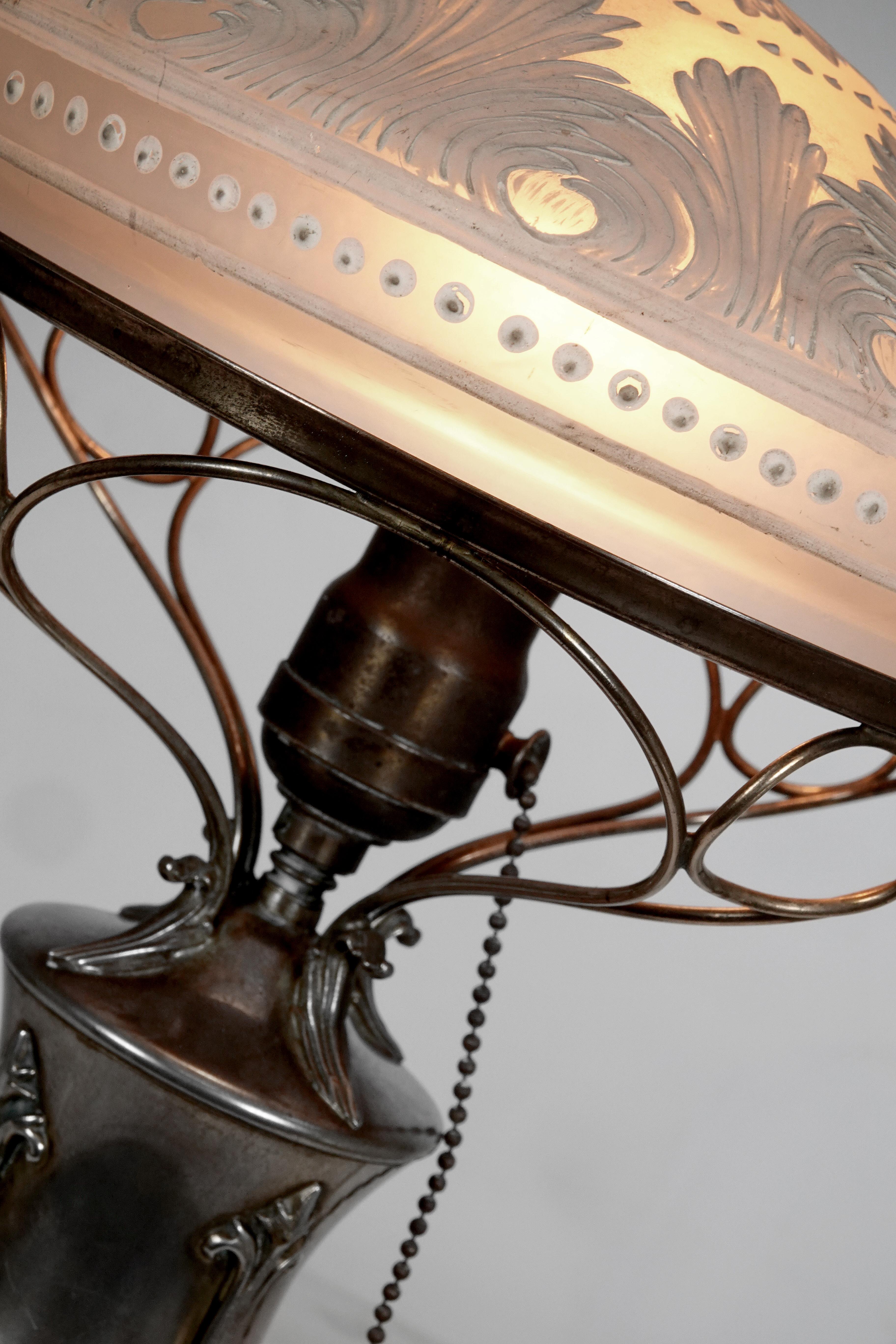Unknown Silver Art Nouveau Boudoir Table Lamp
