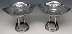 Silver Art Nouveau Pair of Centrepieces Holders Bruckmann and Sons, Germany 1900