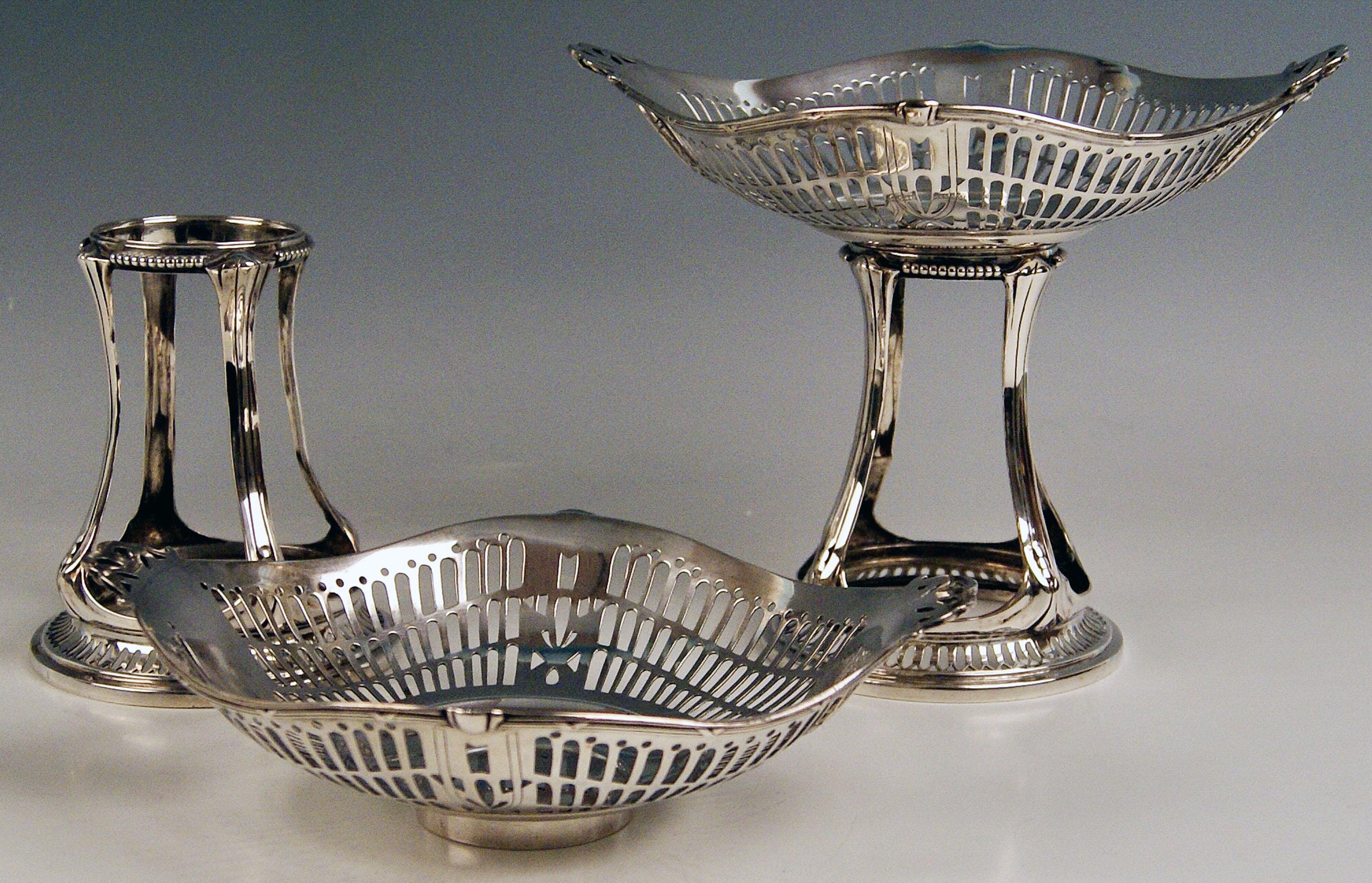 Sterling Silver Silver Art Nouveau Pair of Centrepieces Holders Bruckmann and Sons, Germany 1900 For Sale