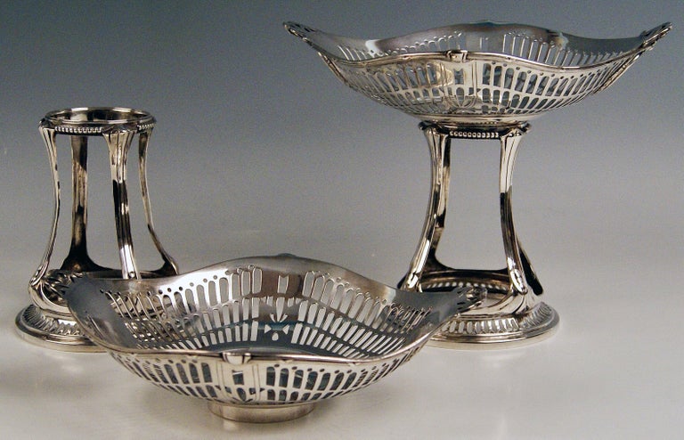 Sterling Silver Silver Art Nouveau Pair of Centrepieces Holders Bruckmann and Sons, Germany 1900 For Sale