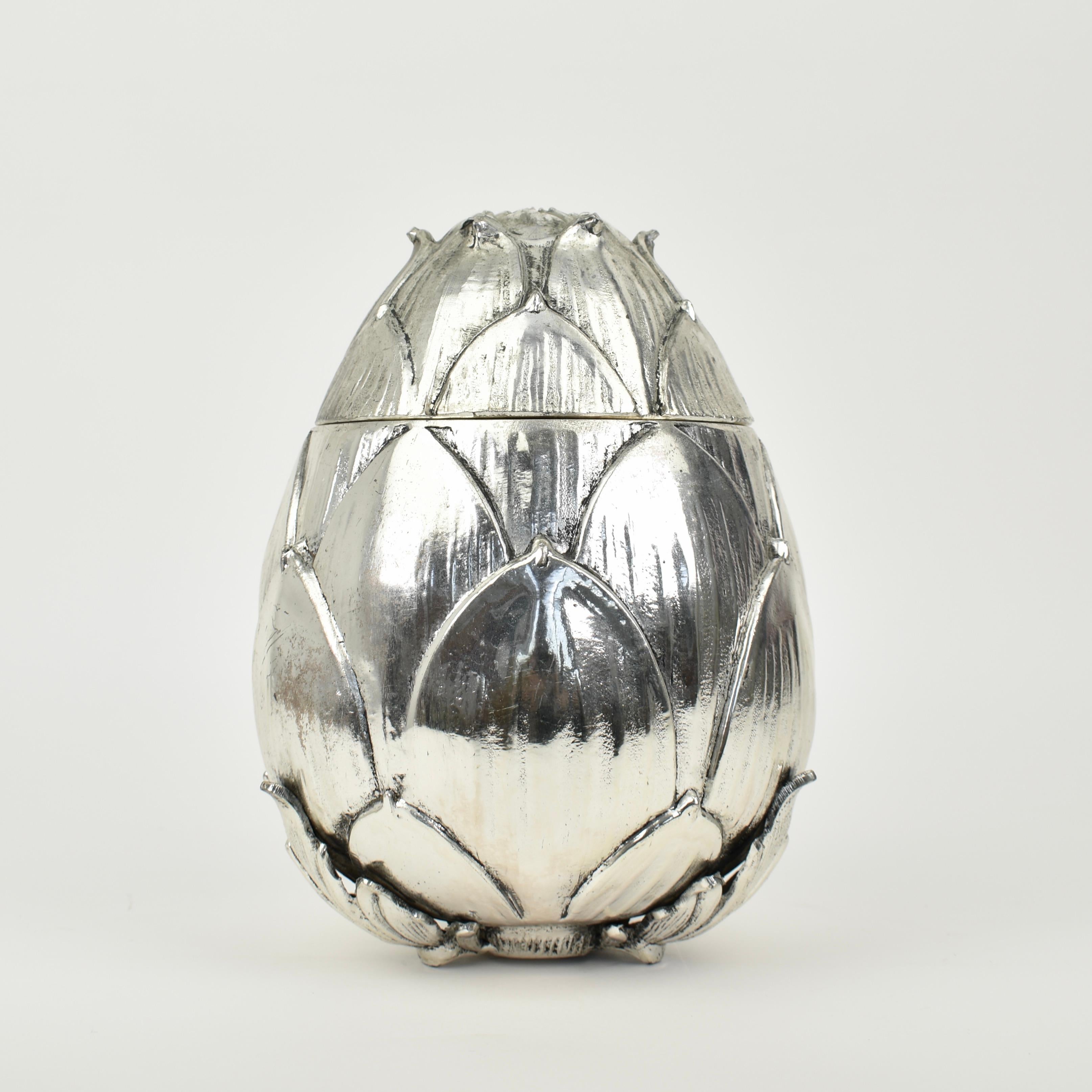 Hollywood Regency Silver Artichoke Ice Bucket by Mauro Manetti, 1970s For Sale
