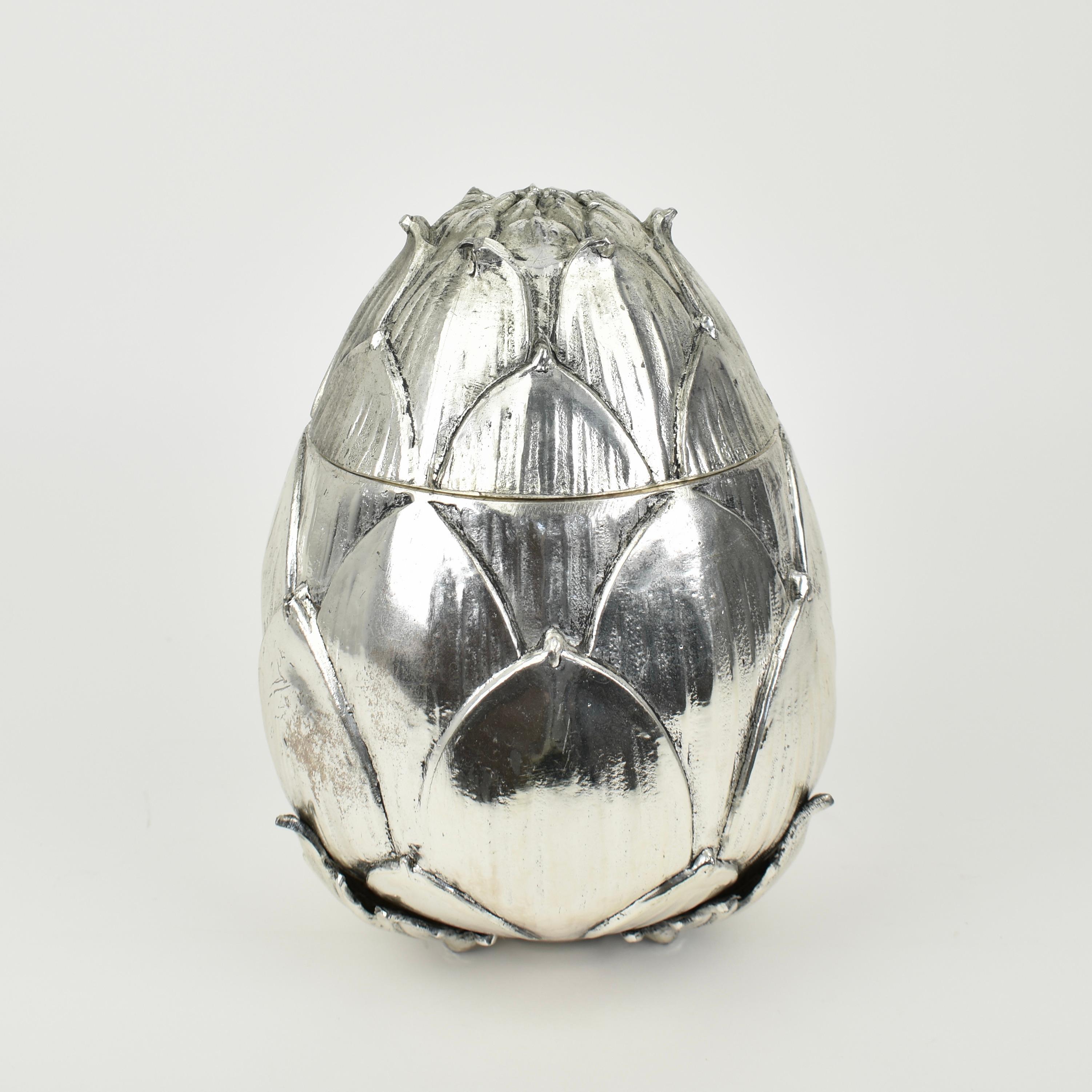 Italian Silver Artichoke Ice Bucket by Mauro Manetti, 1970s For Sale