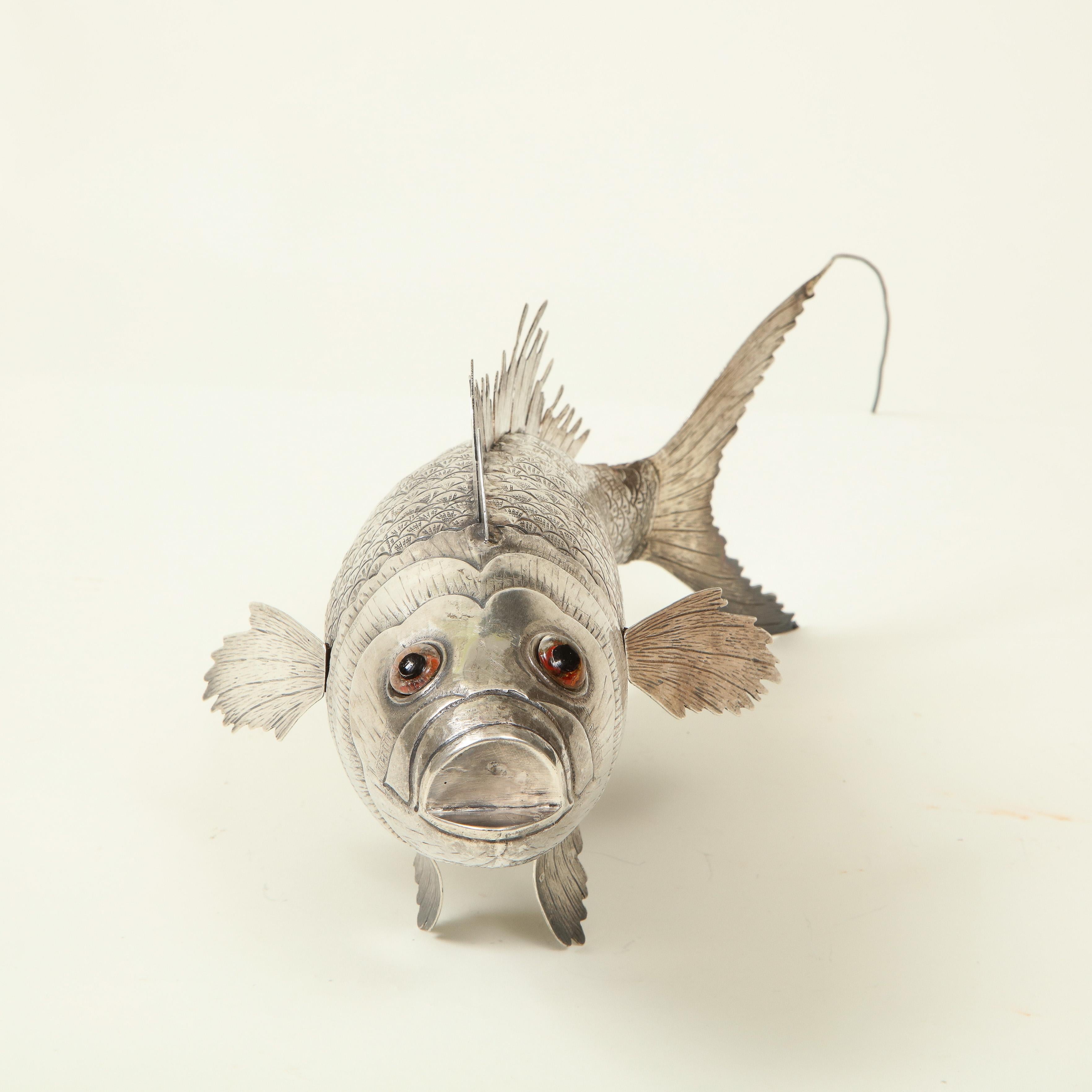 Silver Articulated Model of a Fish For Sale 1
