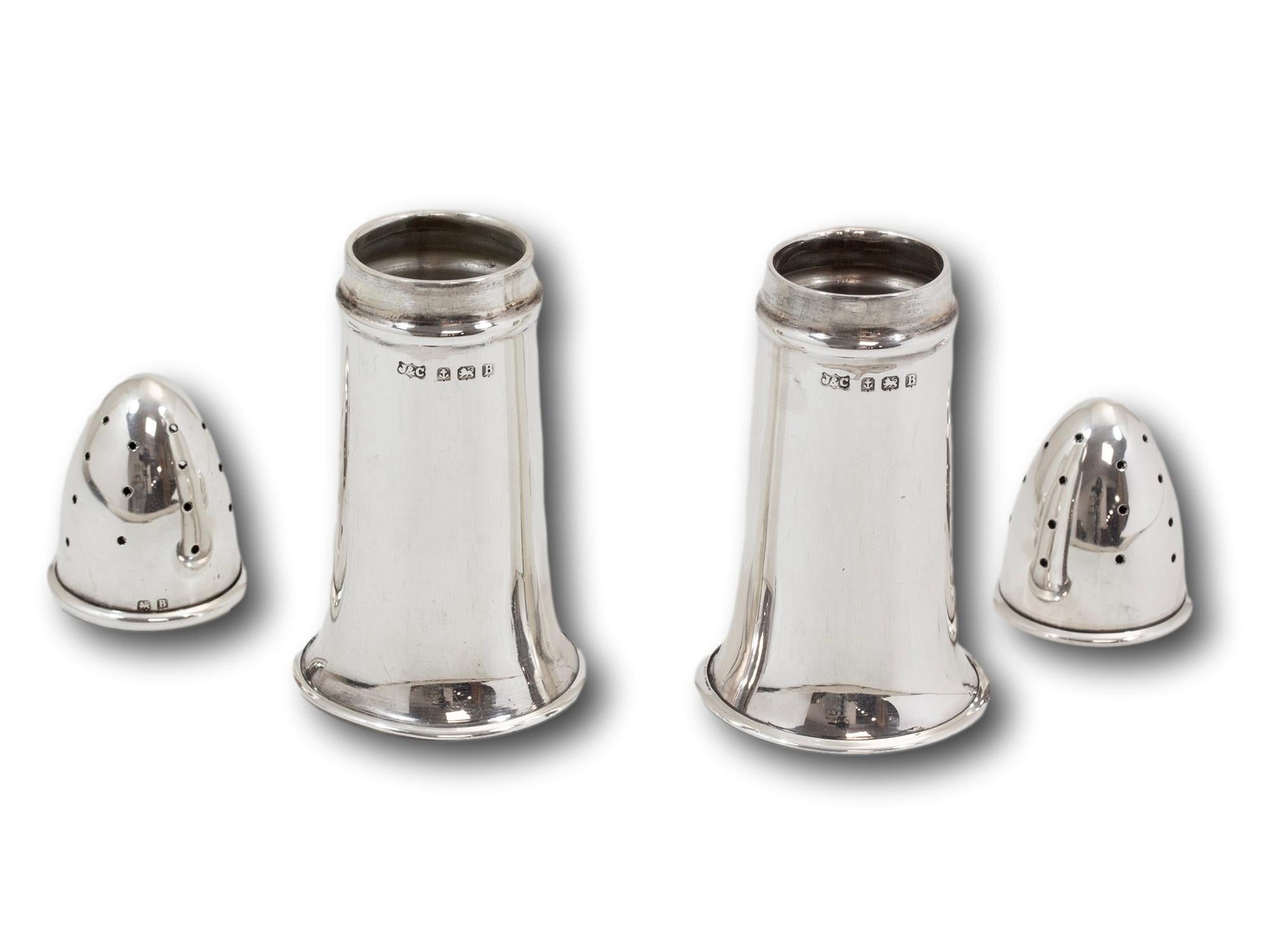 Silver Artillery Shell Condiment Set In Good Condition In Northampton, GB