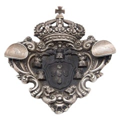 Silver ashtray with two coins of King Luís I of Portugal