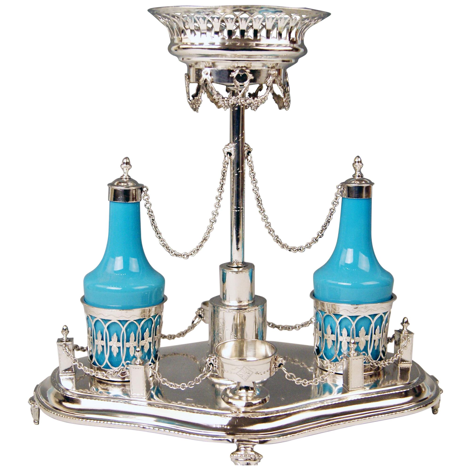 Silver Augsburg Empire Huilière Spice Set Master Johann Matthias Lang Made, 1802