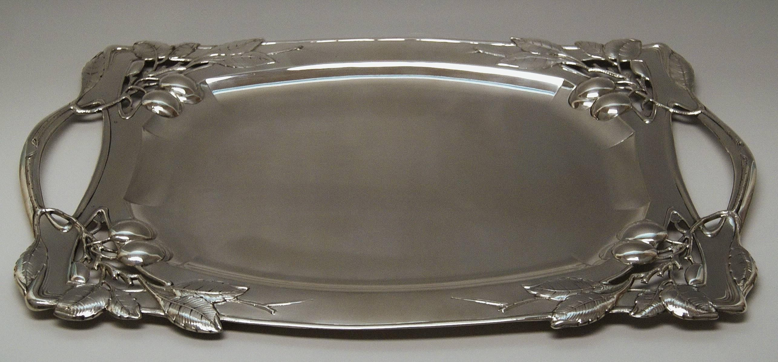 Early 20th Century Silver Austria Art Nouveau Plate Length 24.80 Inches Vienna Leopold Mandl, 1914