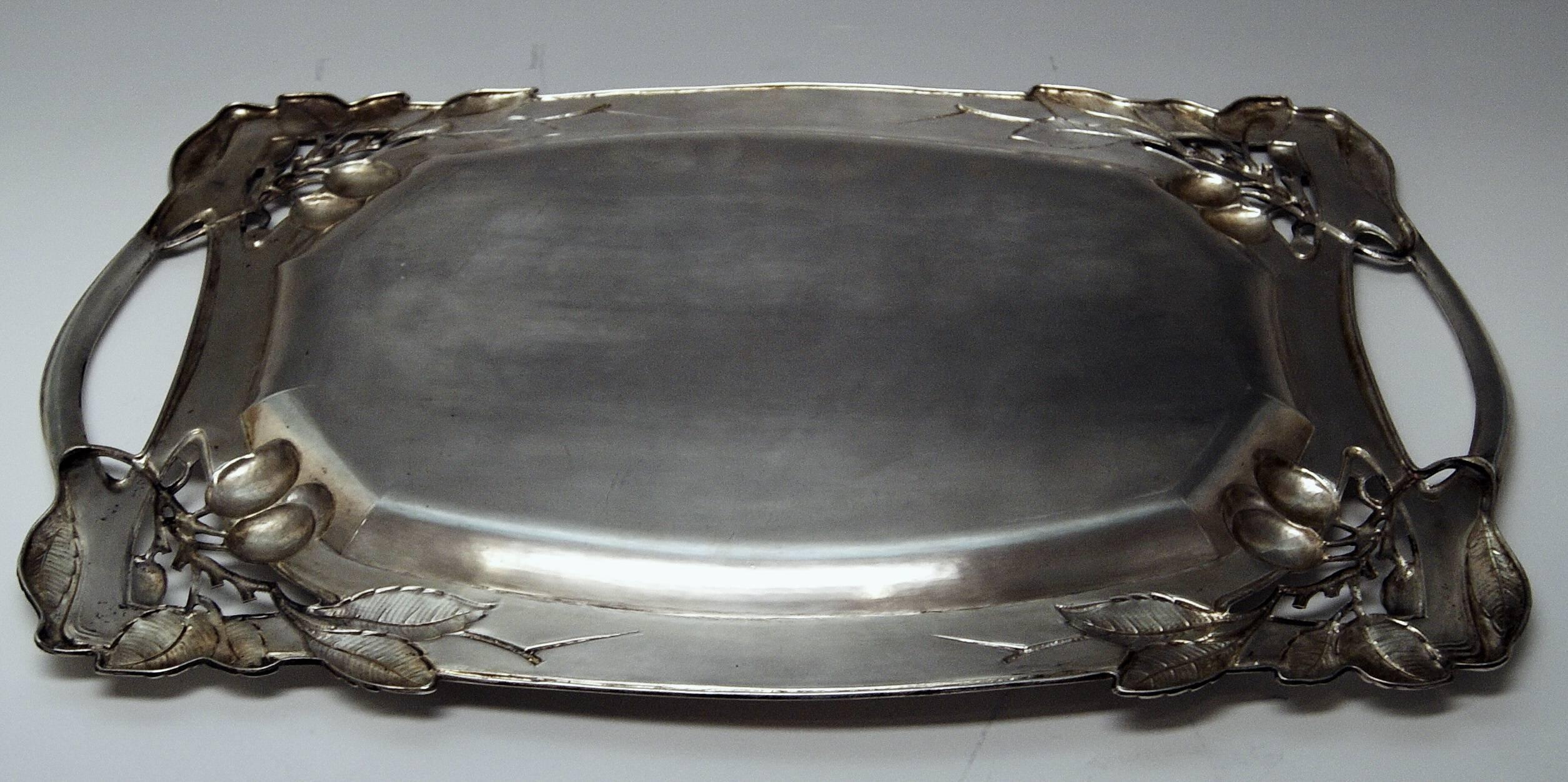 Silver Austria Art Nouveau Plate Length 24.80 Inches Vienna Leopold Mandl, 1914 5