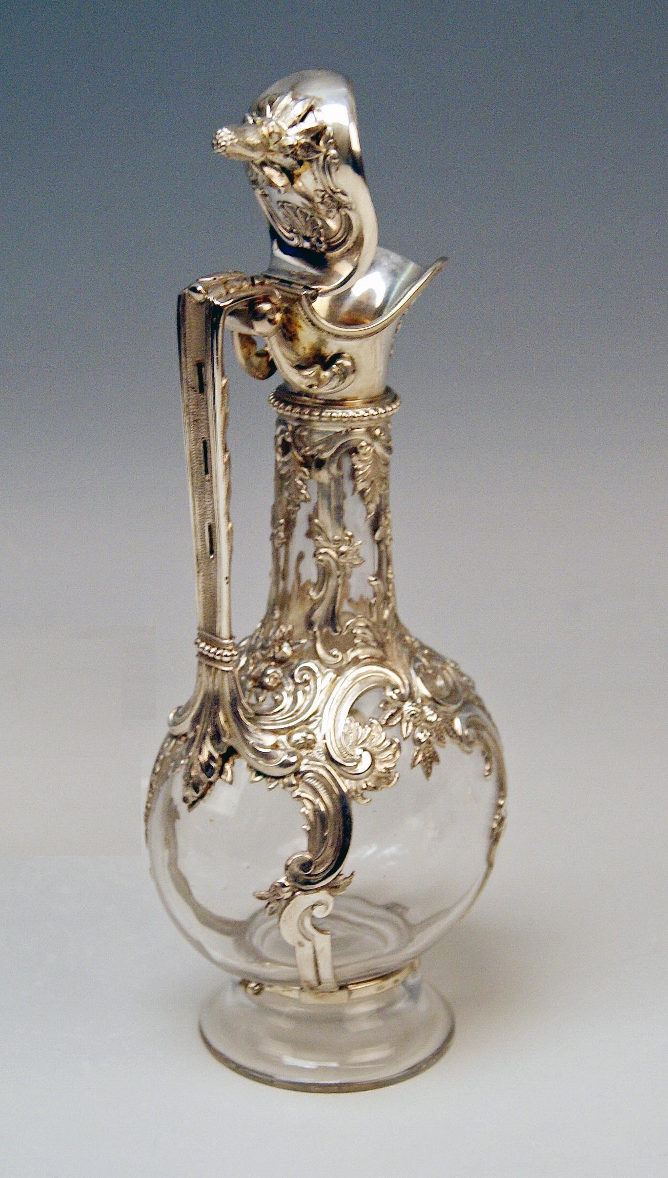 Silver Austria Vienna Liqueur Set Decanter Six Glasses Tray Klinkosch Made 1906 1