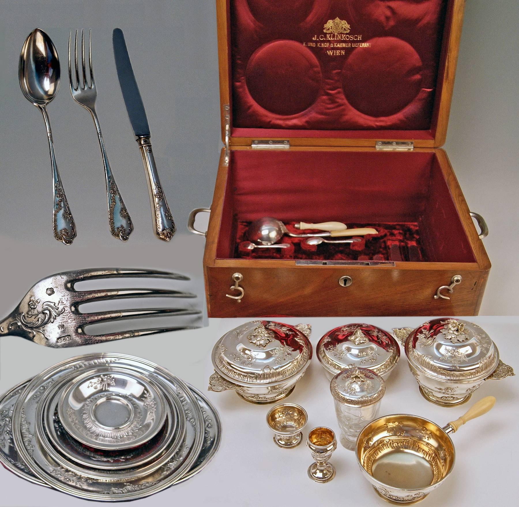 Late Victorian Silver Austria Vienna Set of Dishes Countess Sandizell-Lamberg by Klinkosch