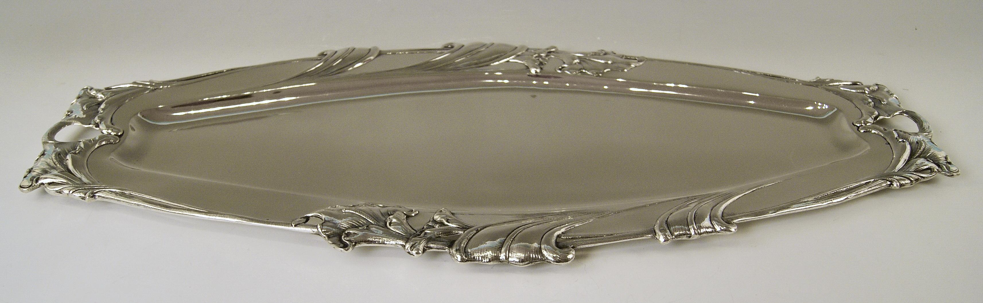 Early 20th Century Silver Austrian Art Nouveau Serving Platter Length Viennna, circa 1900