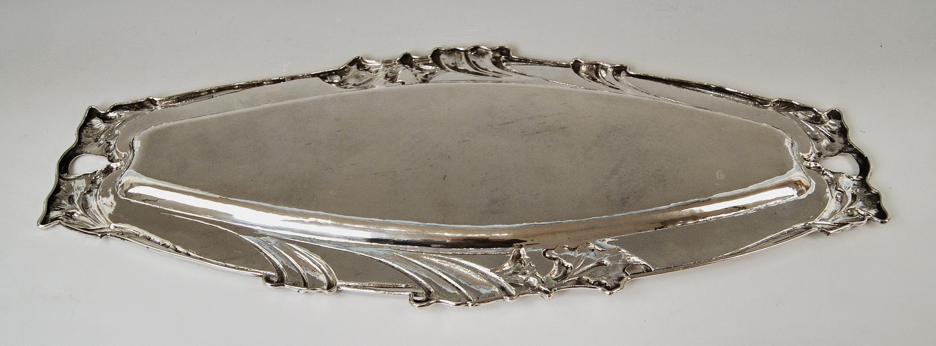 Silver Austrian Art Nouveau Serving Platter Length Viennna, circa 1900 1