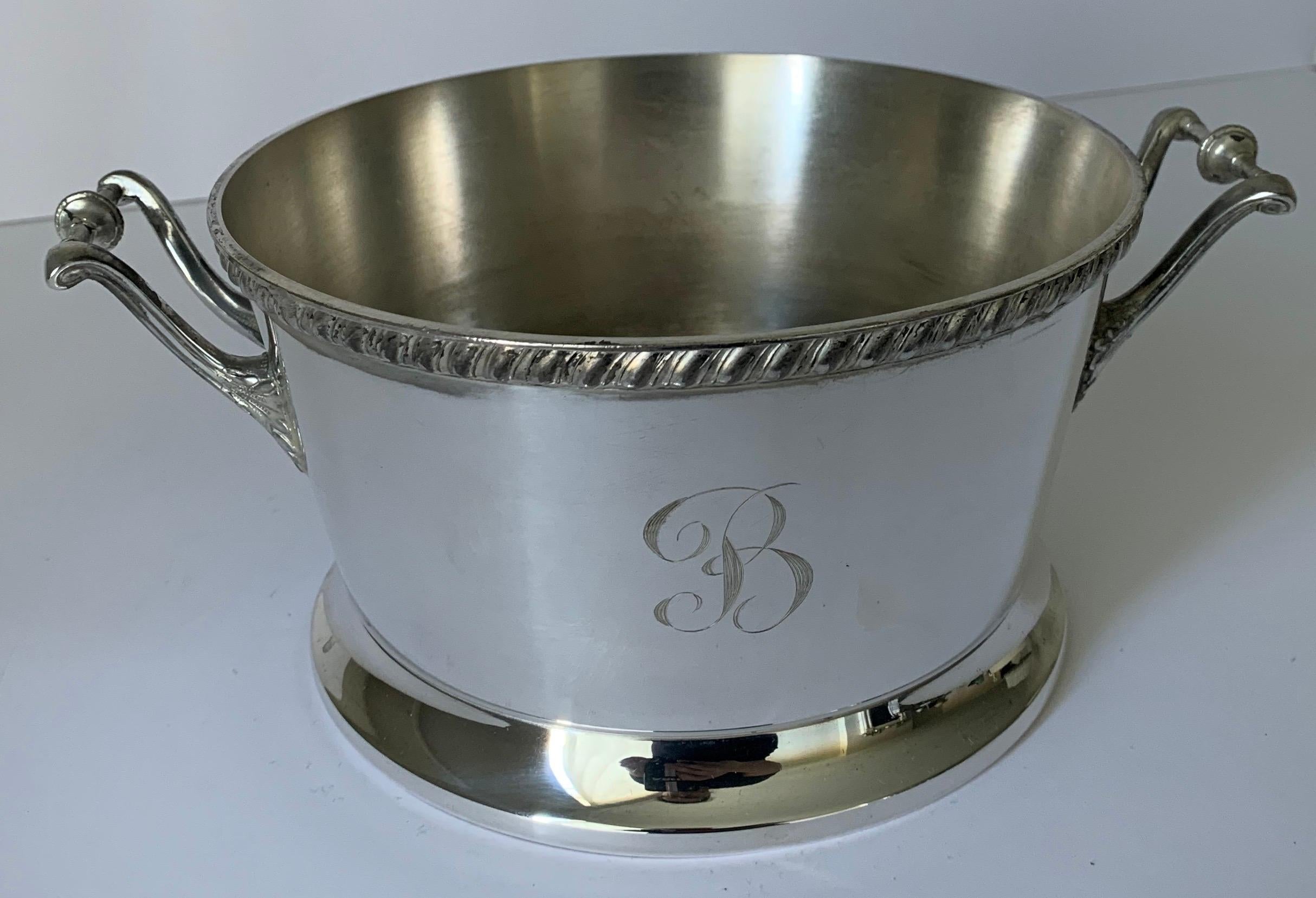 Silver Planter or Bucket with B Monogram For Sale 3