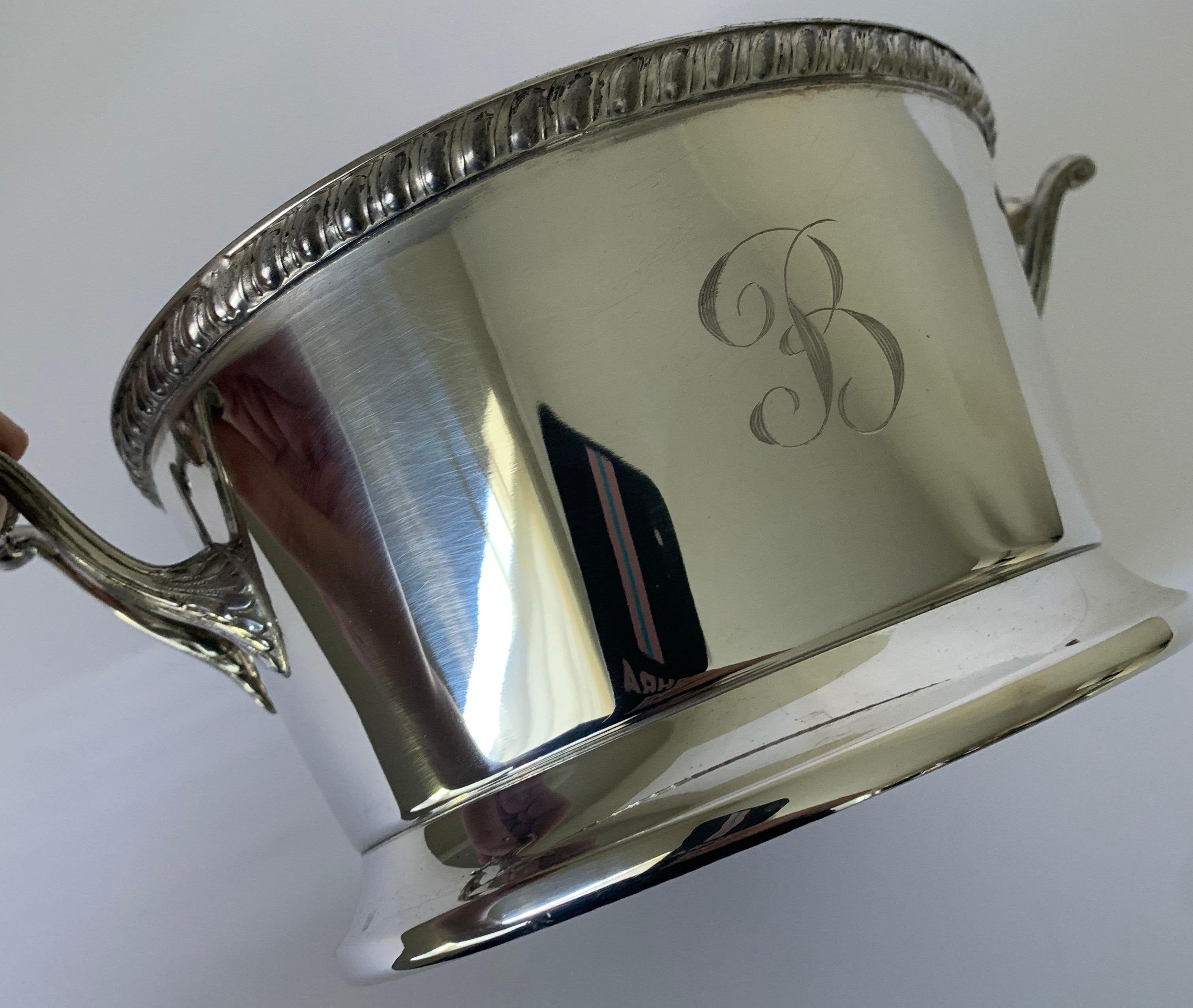 Mid-20th Century Silver Planter or Bucket with B Monogram For Sale