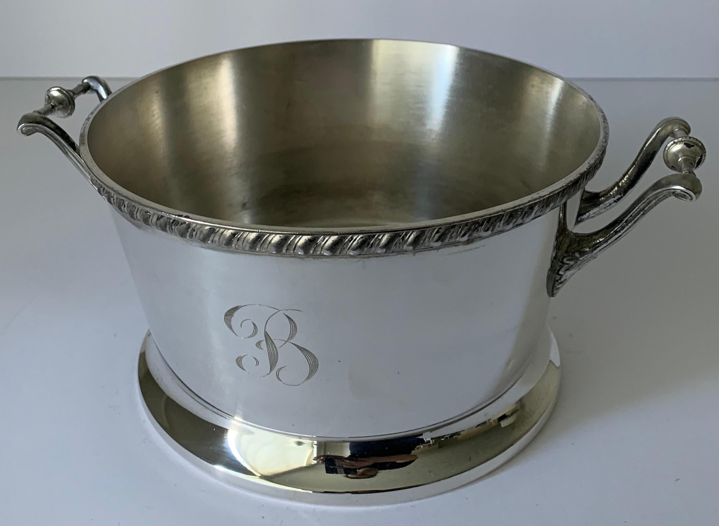 Silver Planter or Bucket with B Monogram For Sale 2