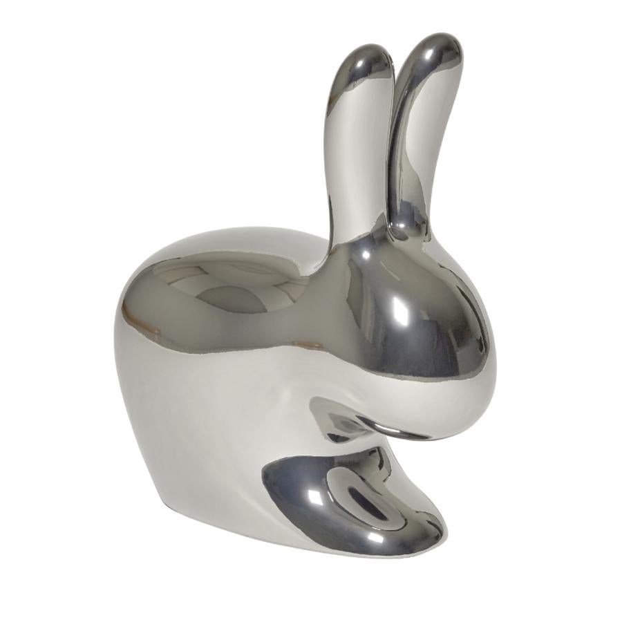 Italian Silver Baby Rabbit Chair with Metallic Finish, Designed by Stefano Giovannoni For Sale
