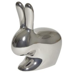 Silver Baby Rabbit Chair with Metallic Finish, Designed by Stefano Giovannoni
