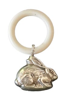 Silver baby rattle hare or rabbit