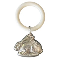 Silver baby rattle hare or rabbit