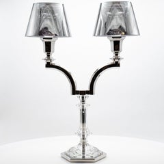 A Silver Baccarat Harcourt Our Fire Candle Holder Two Arms Philippe Starck, France