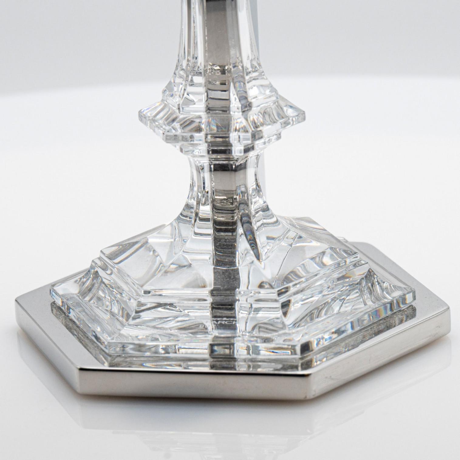 Fatto a mano Portacandele in argento Baccarat Harcourt Our Fire a due braccia Philippe Starck, Francia in vendita