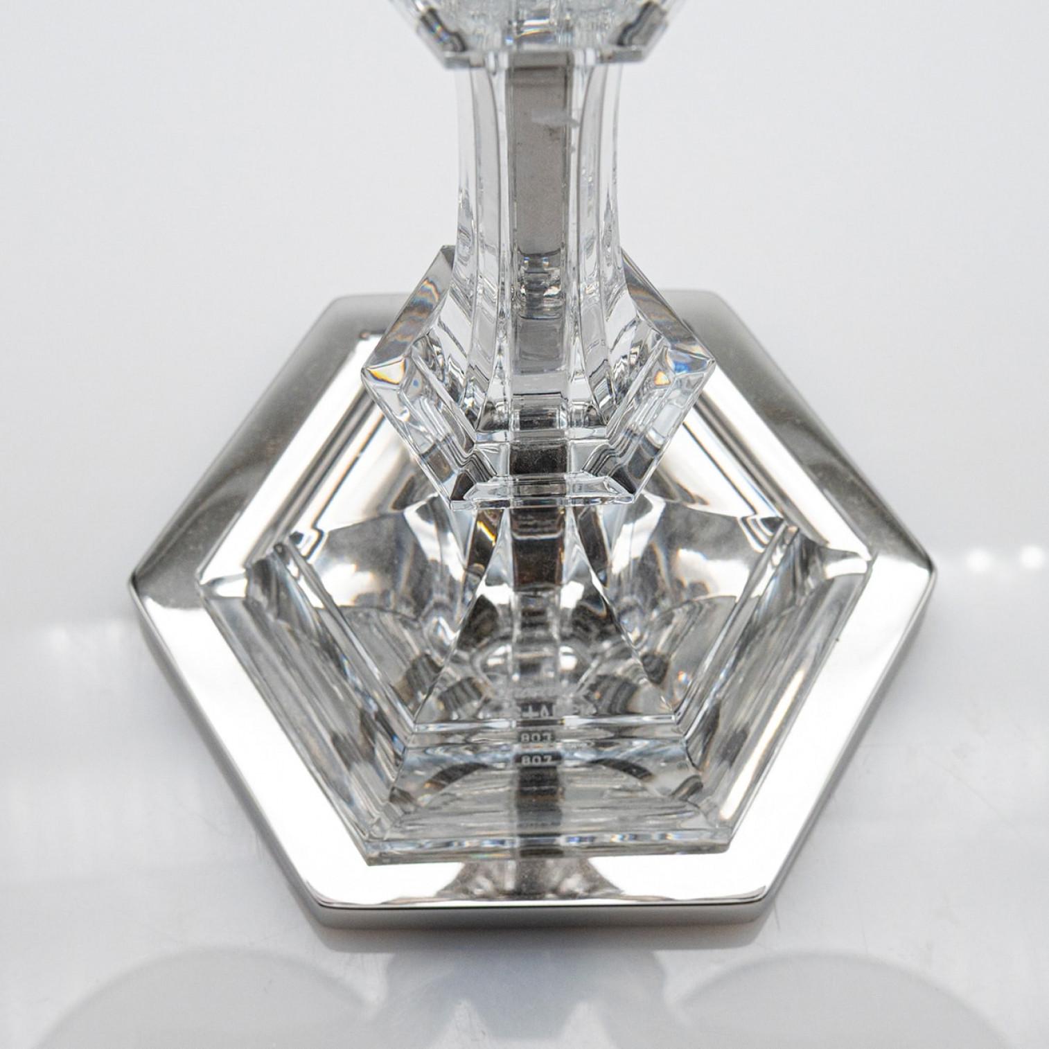 XXI secolo e contemporaneo Portacandele in argento Baccarat Harcourt Our Fire a due braccia Philippe Starck, Francia in vendita