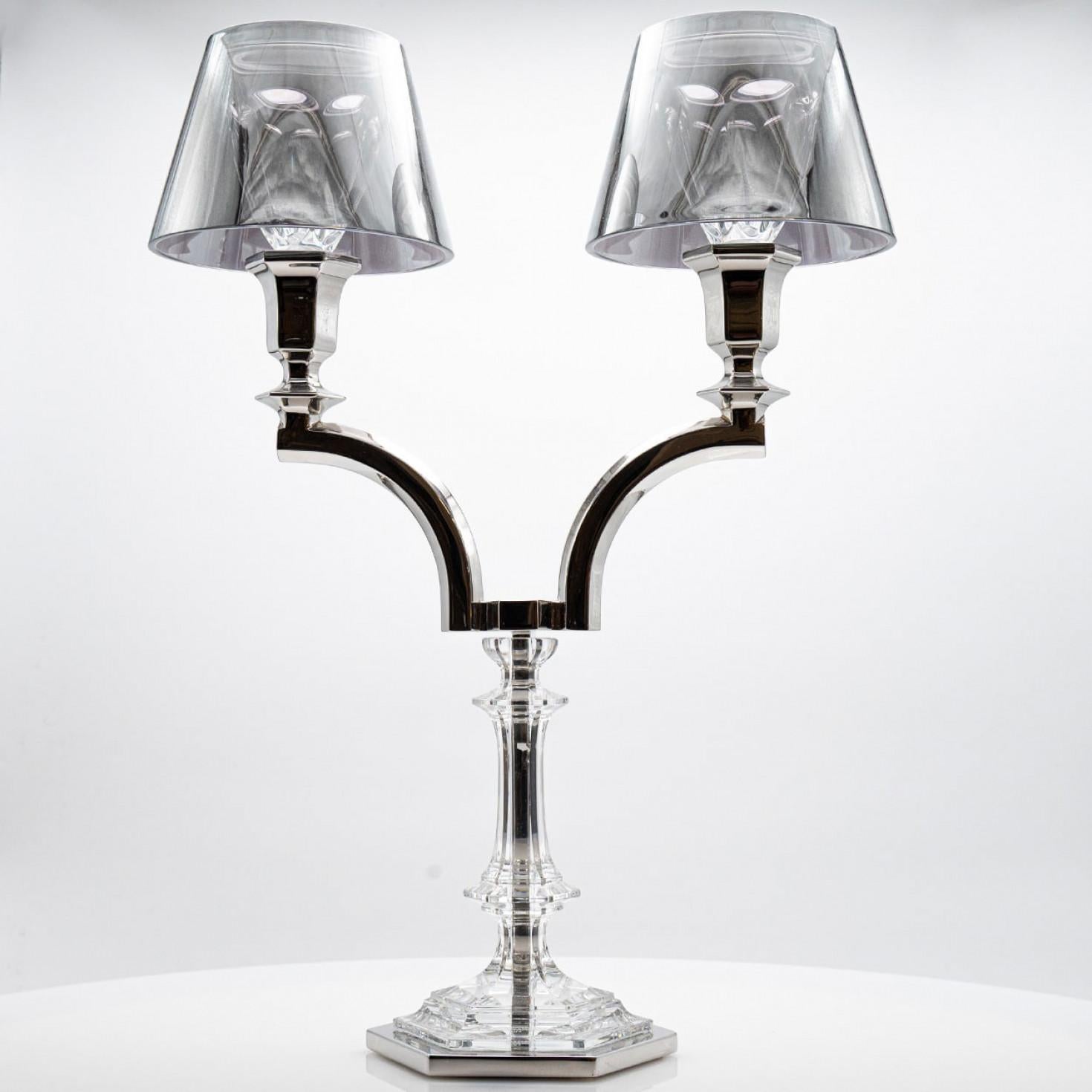 Portacandele in argento Baccarat Harcourt Our Fire a due braccia Philippe Starck, Francia in vendita 1