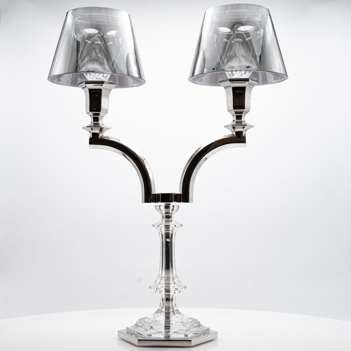 Portacandele in argento Baccarat Harcourt Our Fire a due braccia Philippe Starck, Francia in vendita 1