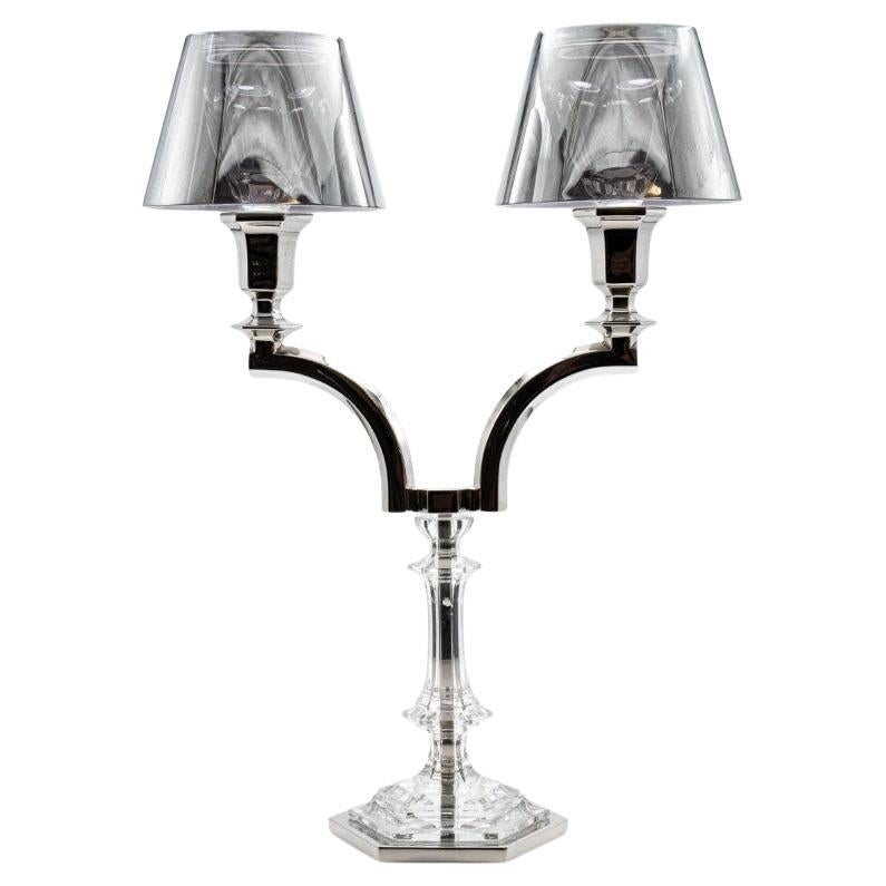 Silver Baccarat Harcourt Our Fire Candle Holder Two Arms Philippe Starck, France
