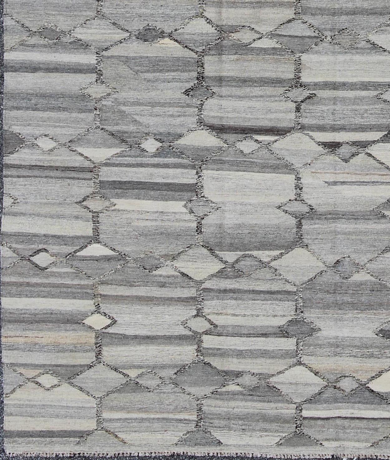 Fondo plateado Diseño moderno de tejido plano tribal Afgano en venta