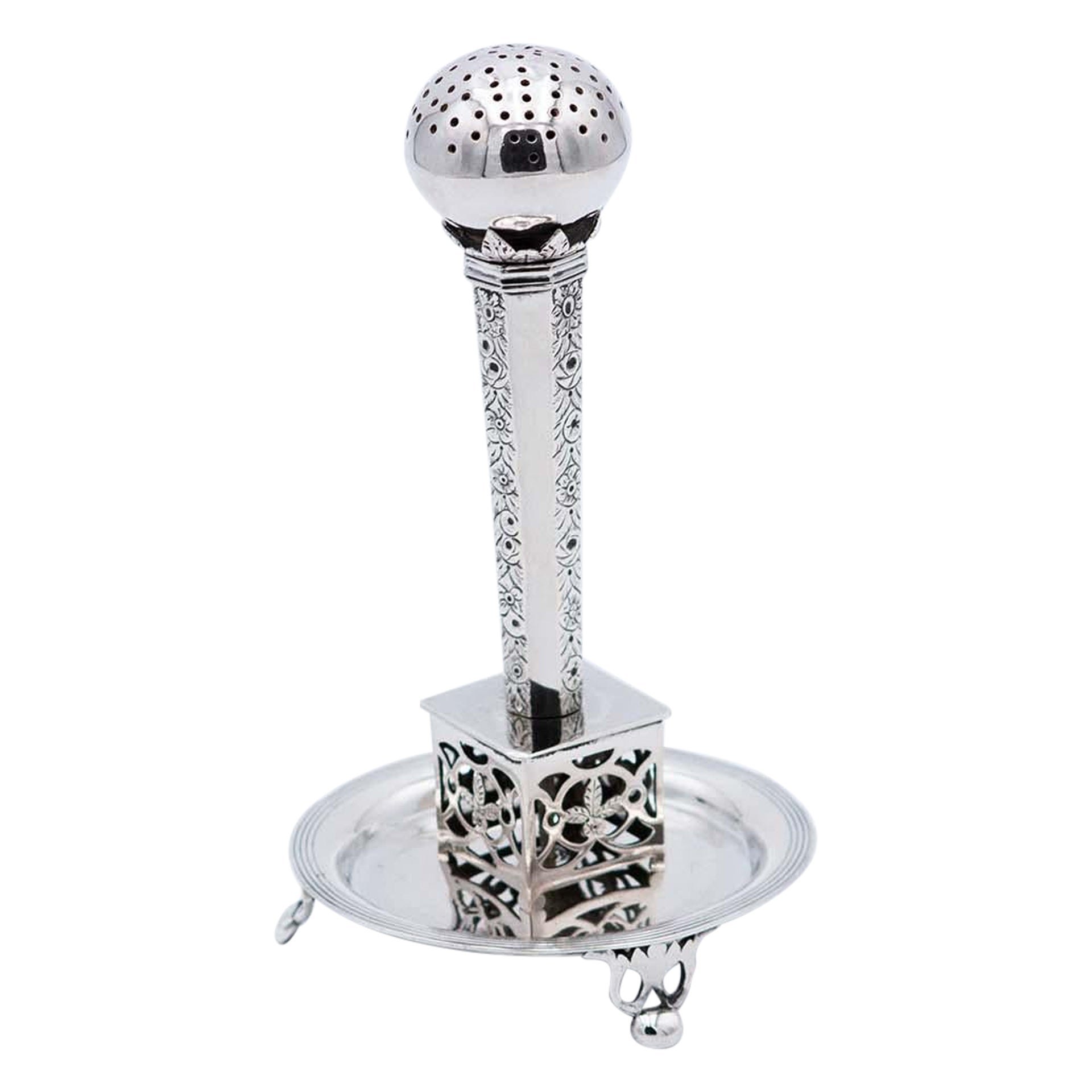 Silver ball-shaped toothpick holder