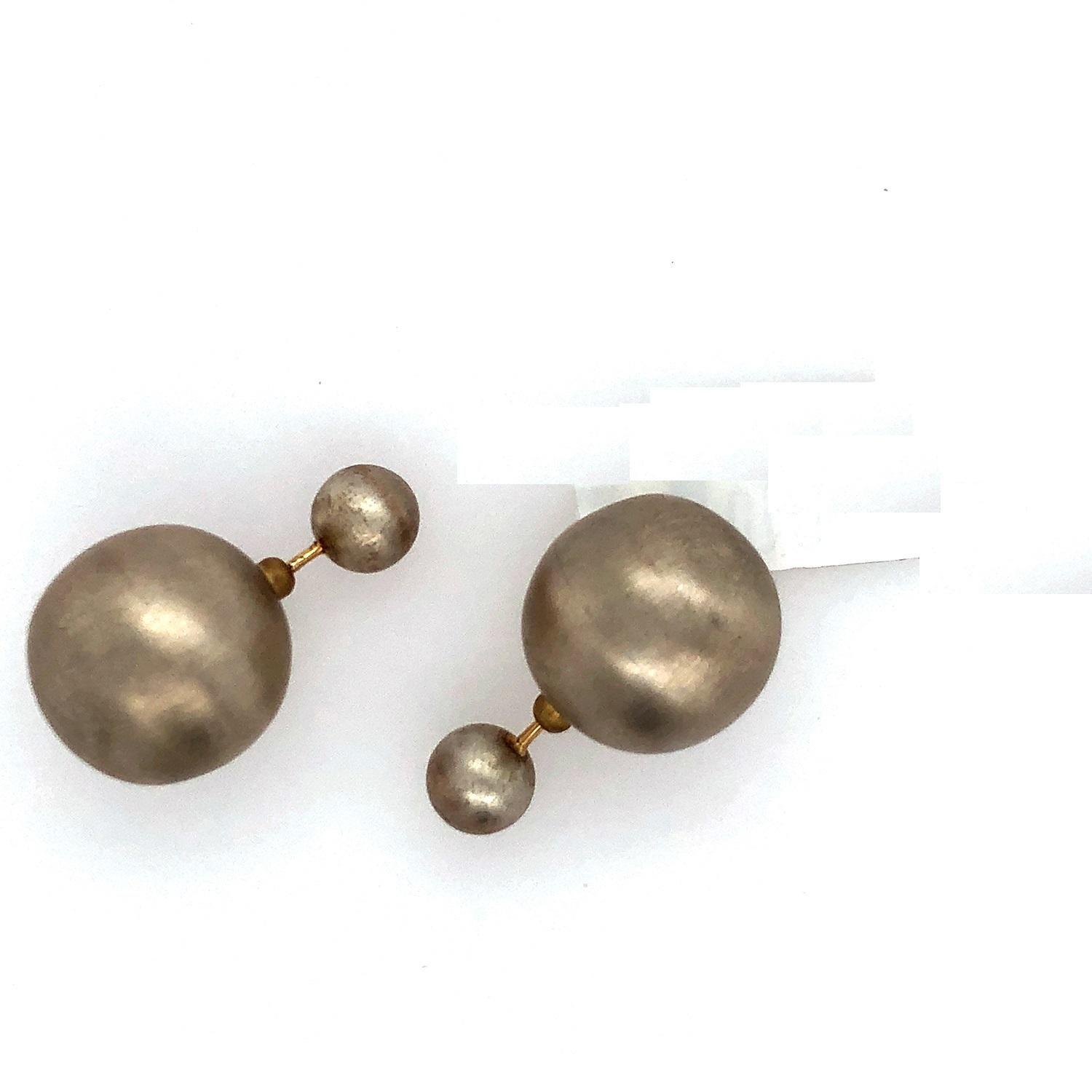 Artisan Silver Ball Tunnel Earring For Sale