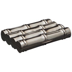 Vintage Silver 'Bamboo' Cigar Case, circa 1960