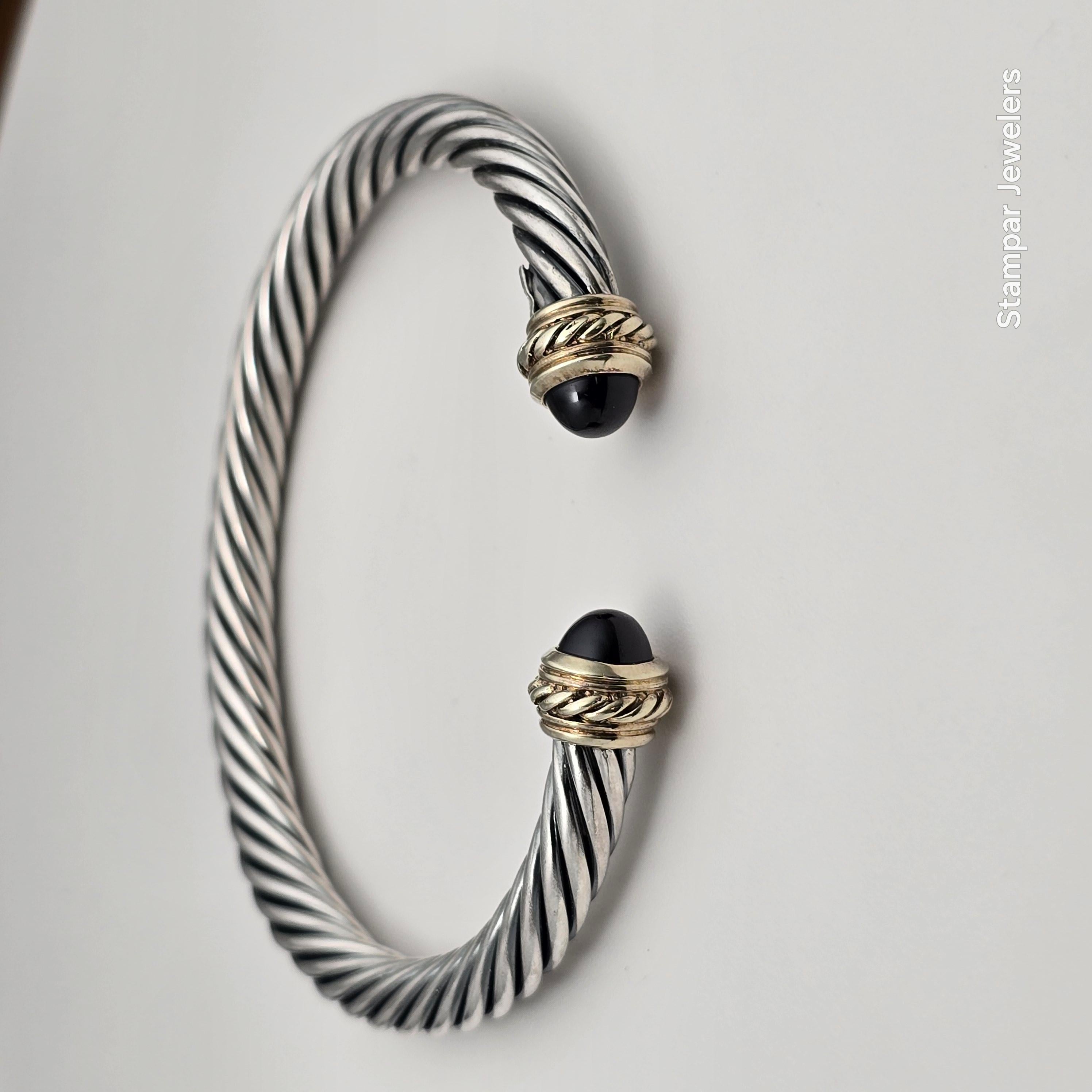 Pulsera brazalete de plata con granate 14KT oro y plata Corte de bola en venta