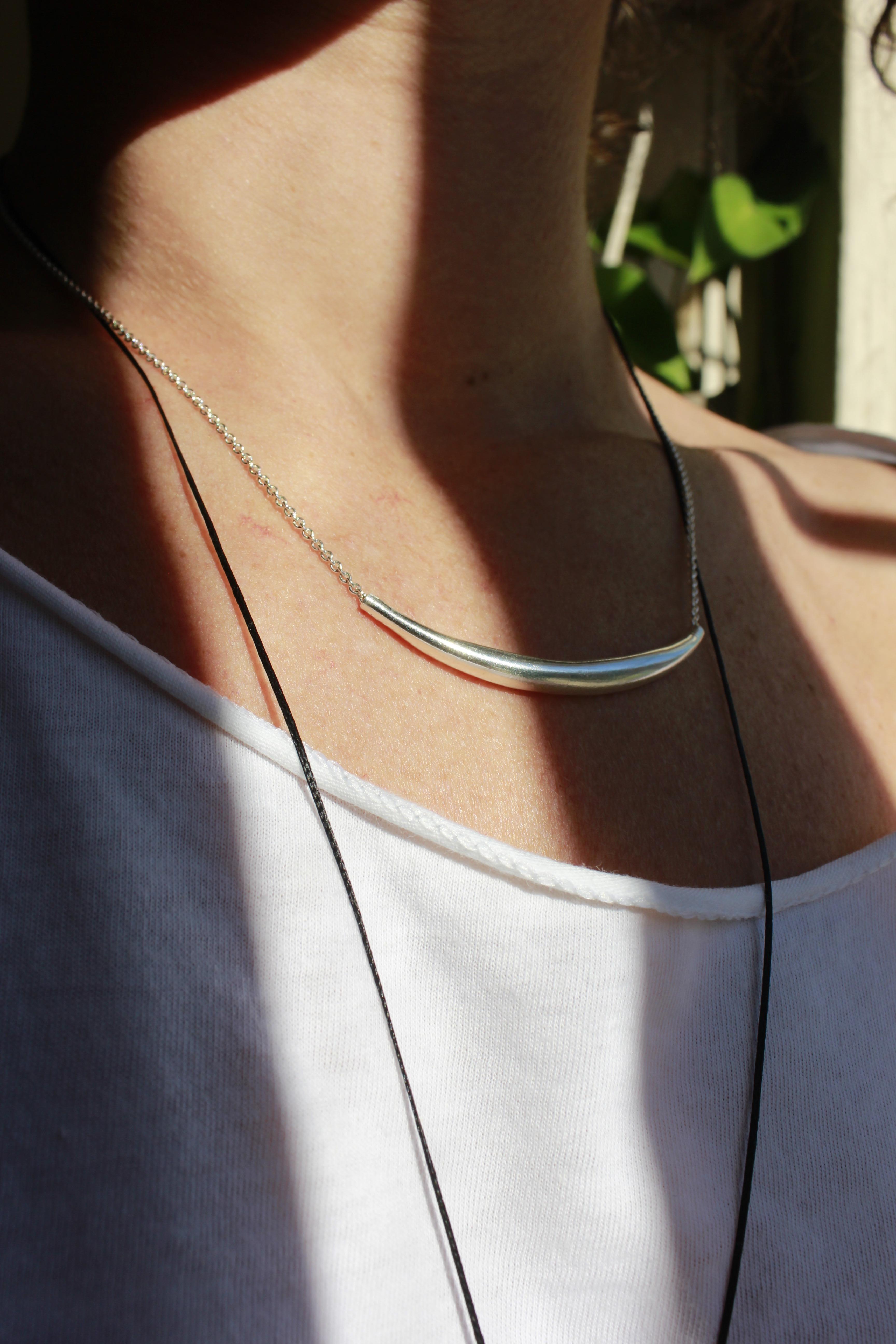 Contemporary Silver Bar Necklace For Sale