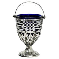 Silver Basket with Blue Glass, by Richard Morton & Co, Sheffield, 1776