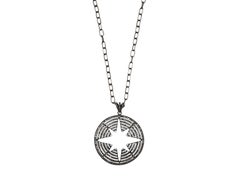 Silver Bavna Pave Diamond Star Cutout Pendant Necklace