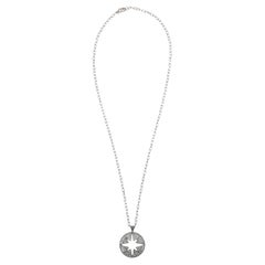 Silver Bavna Pave Diamond Star Cutout Pendant Necklace