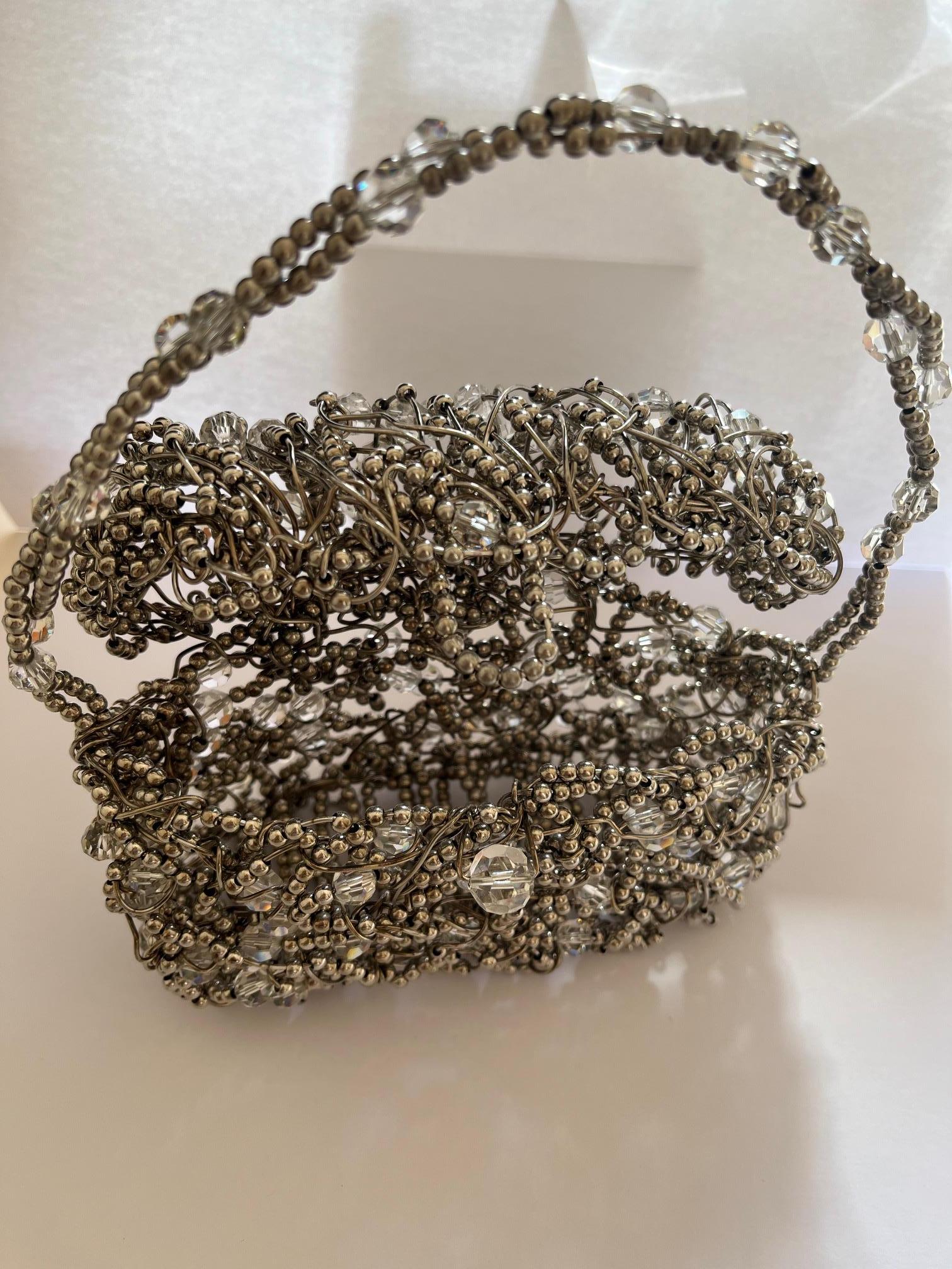 Silver Beaded Bag by Daniel Swarovski In Excellent Condition For Sale In PARIS, FR
