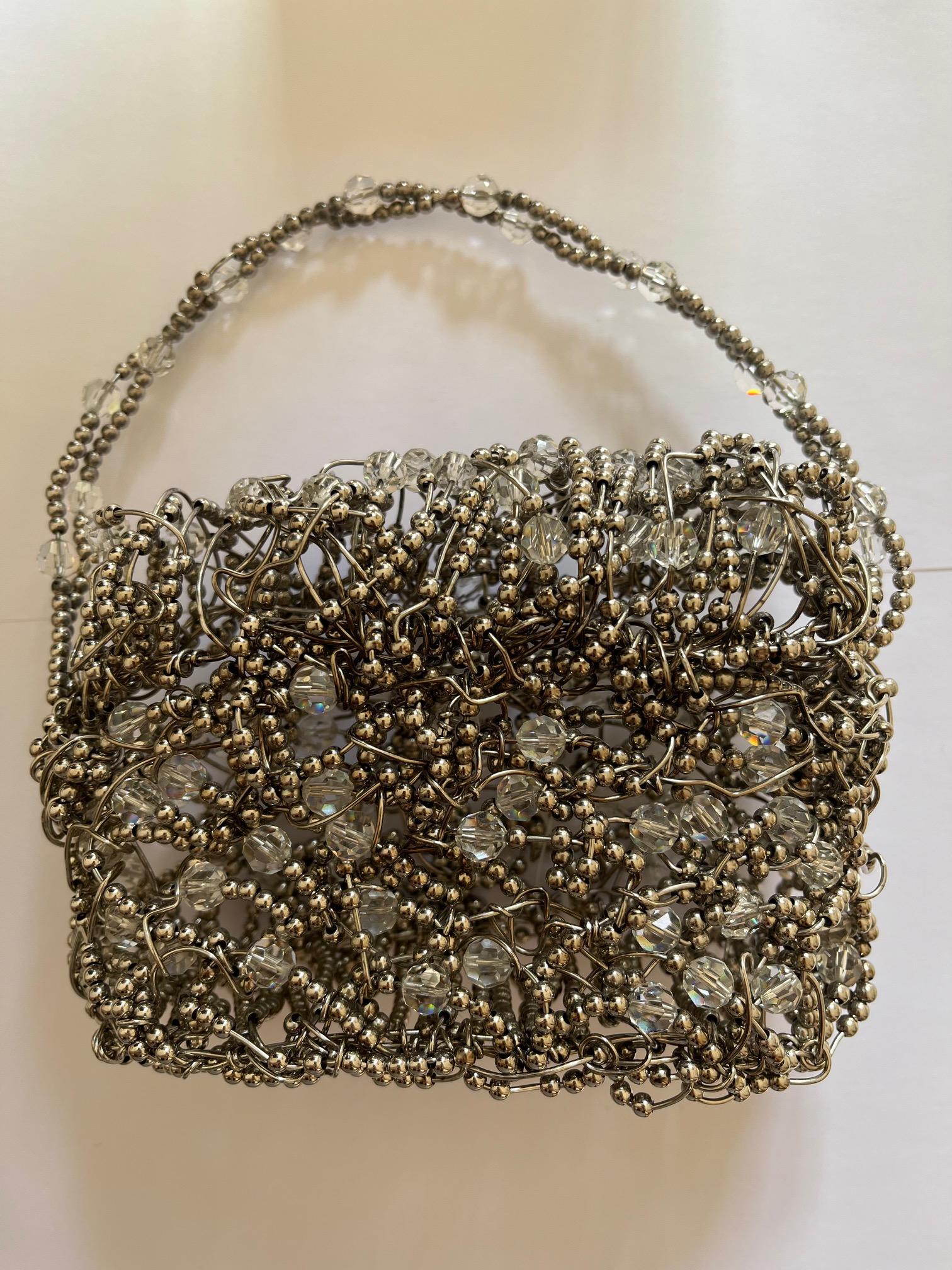 Silver Beaded Bag by Daniel Swarovski For Sale 2