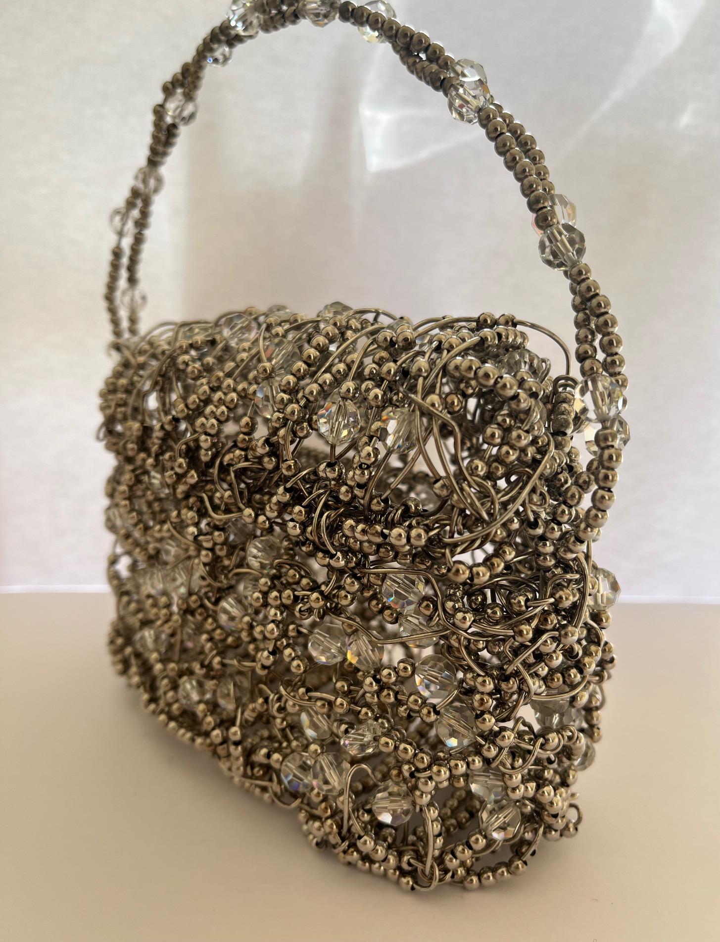 Silver Beaded Bag by Daniel Swarovski For Sale 3