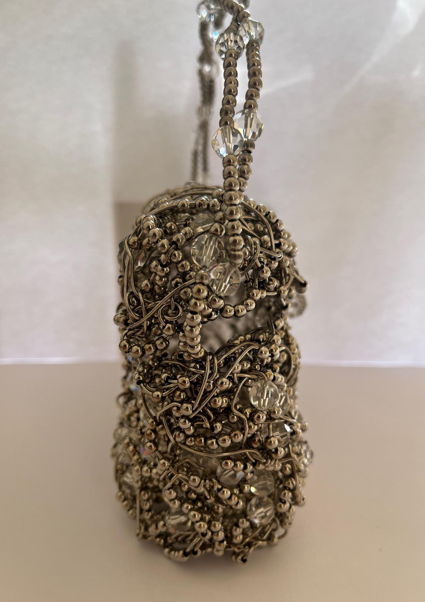 Silver Beaded Bag by Daniel Swarovski For Sale 4